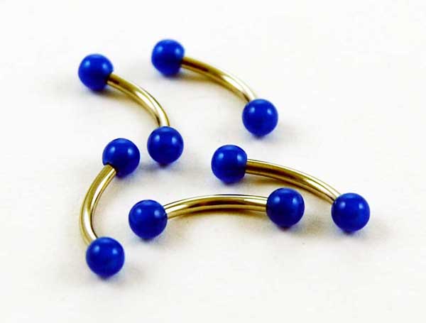 Body Piercing Eyebrow Bar Neon Dark Blue 1.2x8x3mm 5pcs