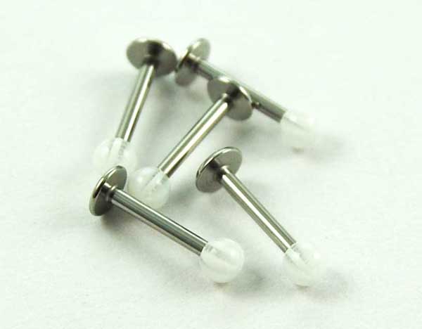 Body Piercing Labret Stripe Clear And White 1.2x8x3mm 5pcs