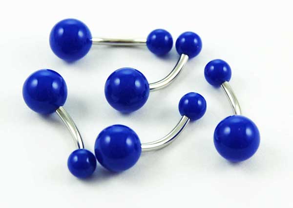Body Piercing Banana Bar Neon Dark Blue 1.6x10x8mm And 5mm Ball