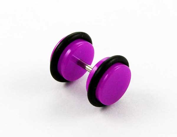 Body Piercing Plug Fake Purple 1.2x6x8mm