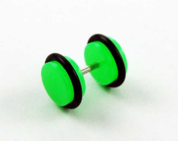 Body Piercing Plug Fake Green 1.2x6x8mm