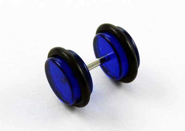 Body Piercing Plug Fake Dark Blue 1.2x6x8mm