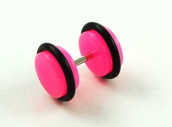 Body Piercing Plug Fake Pink 1.2x6x8mm