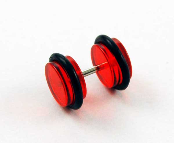 Body Piercing Plug Fake Red 1.2x6x8mm