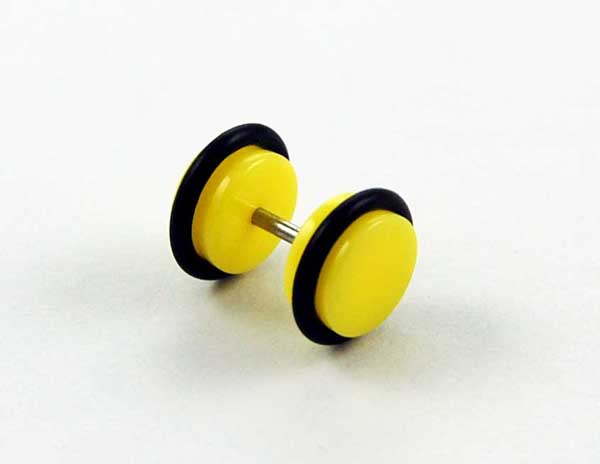 Body Piercing Plug Fake Yellow 1.2x6x8mm