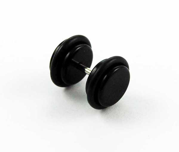 Body Piercing Plug Fake Black 1.2x6x8mm