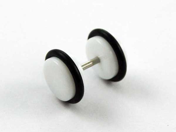 Body Piercing Plug Fake White 1.2x6x8mm