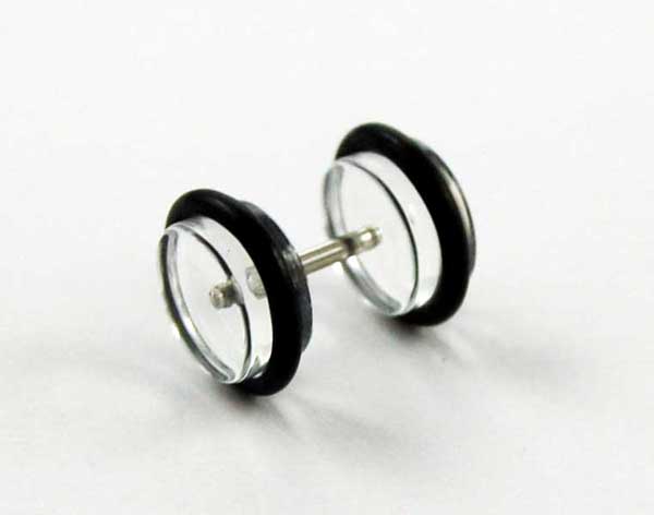 Body Piercing Plug Fake Clear 1.2x6x8mm