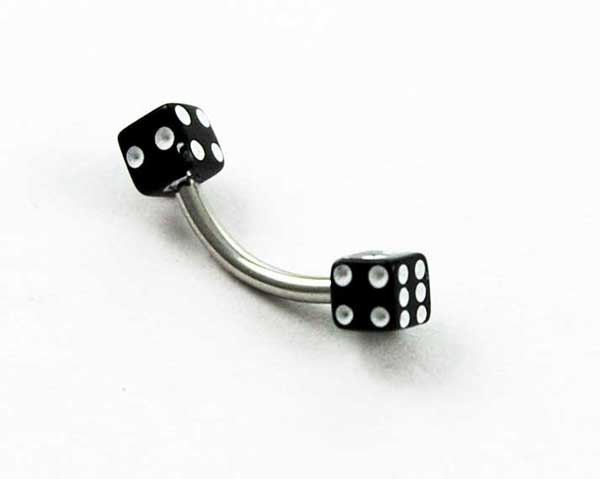 Body Piercing Eyebrow Bar Dice Black 1.2x8x3mm