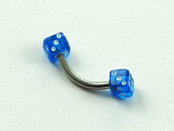 Body Piercing Eyebrow Bar Dice Dark Blue 1.2x8x3mm