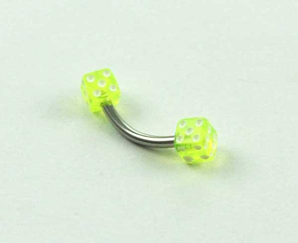 Body Piercing Eyebrow Bar Dice Green 1.2x8x3mm