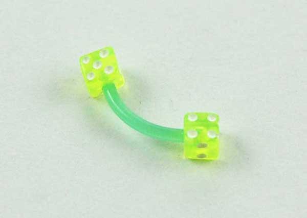Body Piercing Eyebrow Bar Dice Green 1.2x8x3mm