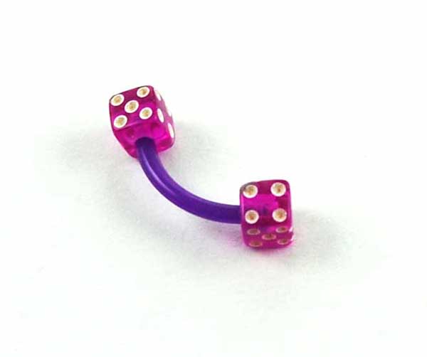 Body Piercing Eyebrow Bar Dice Purple 1.2x8x3mm