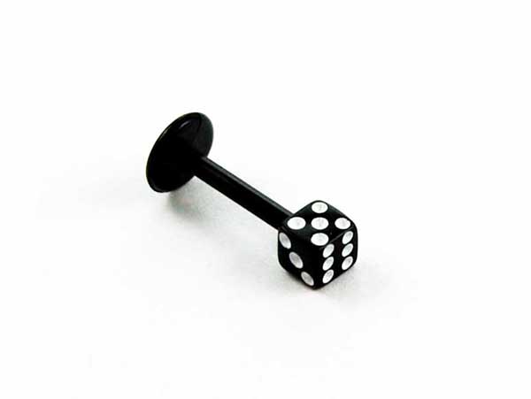 Body Piercing Labret Bio Dice Black 1.2x8x3mm