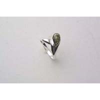 Amber Ring  Green Pear Drop 925 Sterling Silver