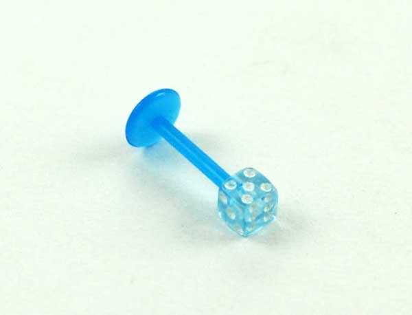 Body Piercing Labret Bio Dice Light Blue 1.2x8x3mm