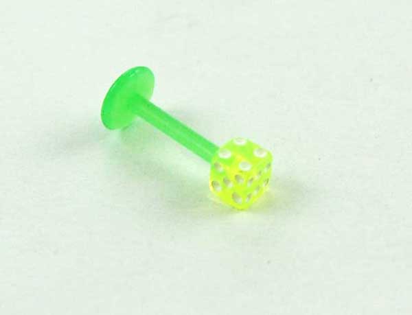 Body Piercing Labret Bio Dice Green 1.2x8x3mm