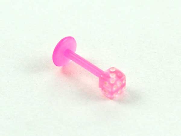 Body Piercing Labret Bio Dice Pink 1.2x8x3mm