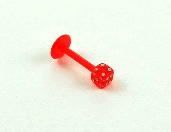 Body Piercing Labret Bio Dice Red 1.2x8x3mm