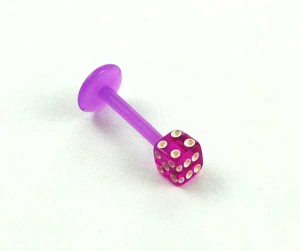 Body Piercing Labret Bio Dice Purple 1.2x8x3mm