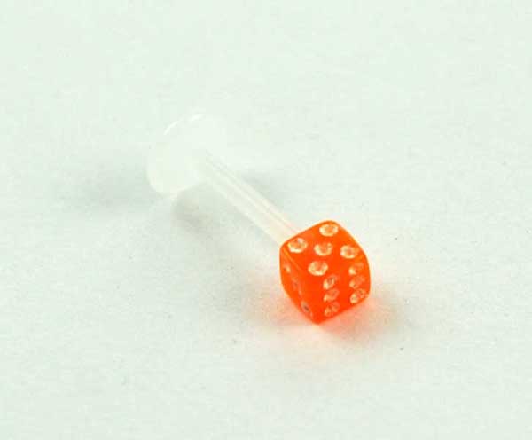 Body Piercing Labret Bio Dice Orange 1.2x8x3mm