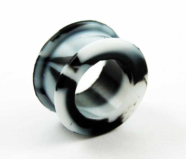 Body Piercing Tunnel Silicone Marble Black 22mm