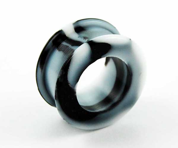 Body Piercing Tunnel Silicone Marble Black 24mm