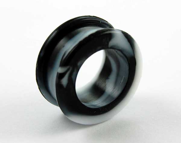 Body Piercing Tunnel Silicone Marble Black 26mm