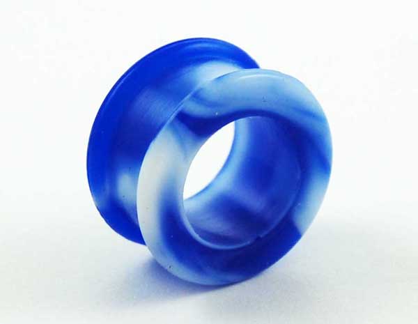 Body Piercing Tunnel Silicone Marble Blue 20mm
