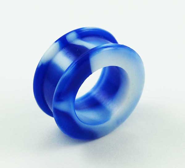 Body Piercing Tunnel Silicone Marble Blue 26mm