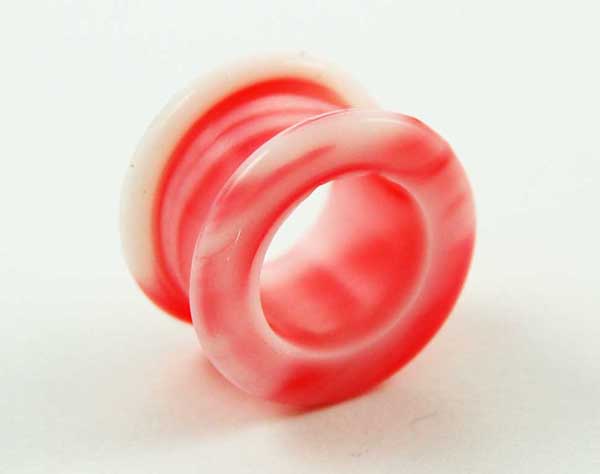Body Piercing Tunnel Silicone Marble Red 16mm
