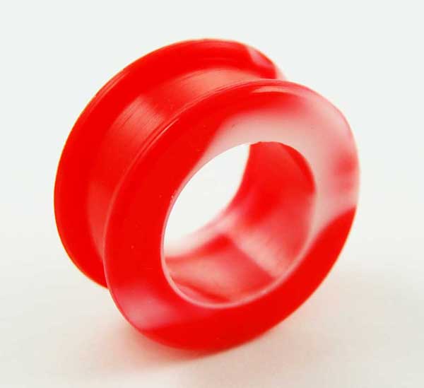 Body Piercing Tunnel Silicone Marble Red 26mm