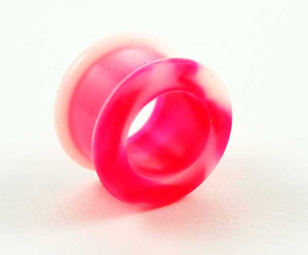 Body Piercing Tunnel Silicone Marble Pink 16mm