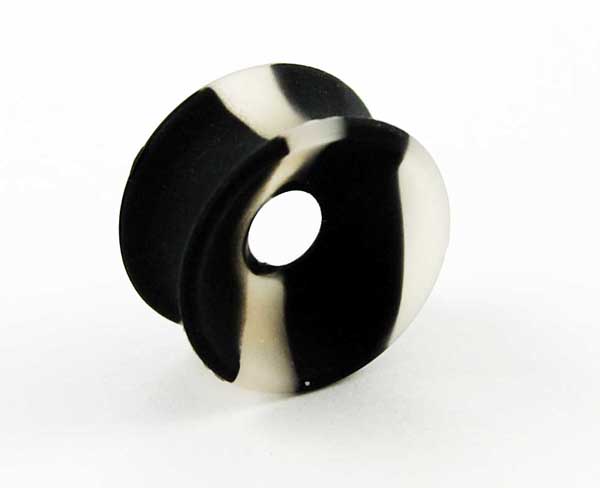 Body Piercing Tunnel Silicone 2-Tone Black 18mm