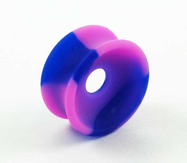 Body Piercing Tunnel Silicone 2-Tone Purple And Blue 20mm
