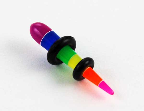Body Piercing Plug UV Rainbow 4mm