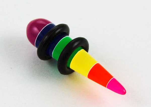 Body Piercing Plug UV Rainbow 6mm