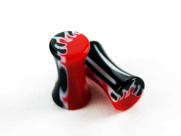 Body Piercing Plug UV Black Flame 3mm 2pcs