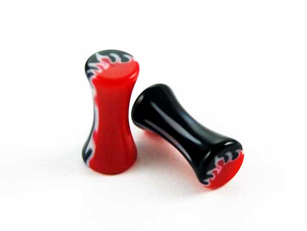 Body Piercing Plug UV Black Flame 4mm 2pcs