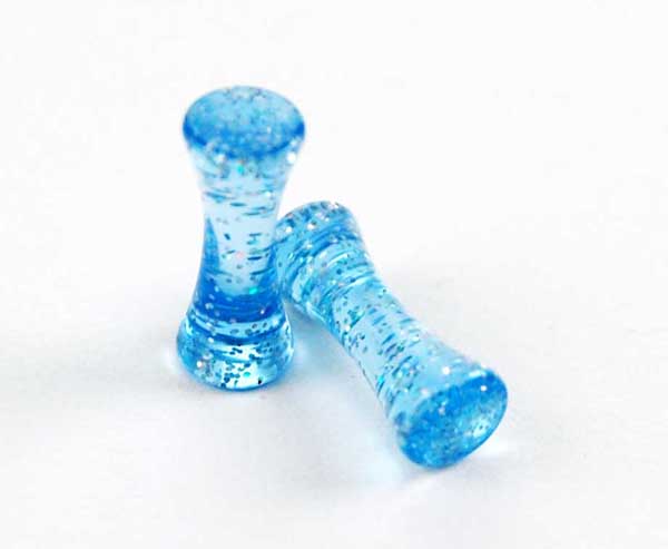 Body Piercing Plug UV Blue Glitter 3mm 2pcs