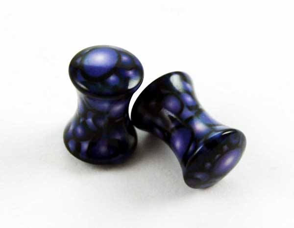 Body Piercing Plug UV Purple Bubble 6mm 2pcs