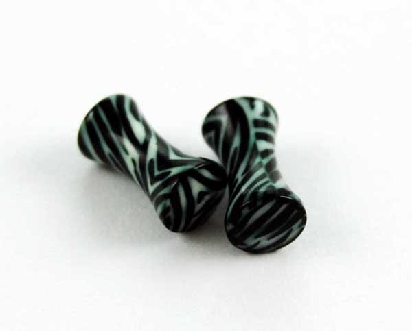 Body Piercing Plug UV Zebra Print 8mm 2pcs