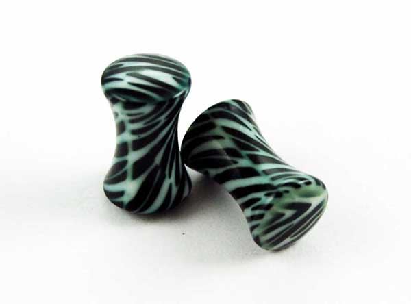 Body Piercing Plug UV Zebra Print 5mm 2pcs