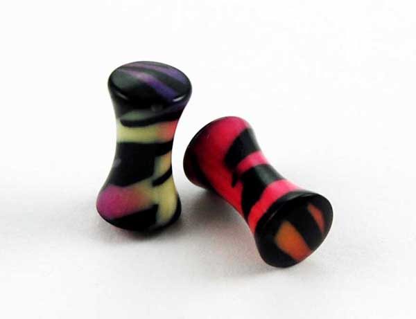Body Piercing Plug UV Multi Print 4mm 2pcs