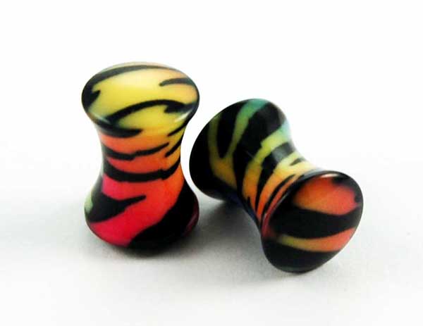 Body Piercing Plug UV Multi Print 6mm 2pcs