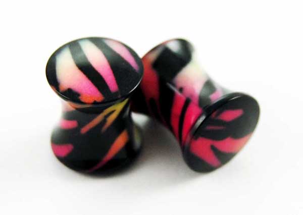 Body Piercing Plug UV Multi Print 8mm 2pcs