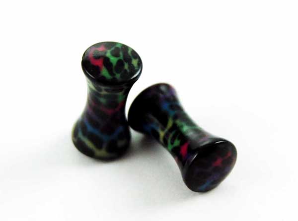 Body Piercing Plug UV Multi Leopard Print 4mm 2pcs