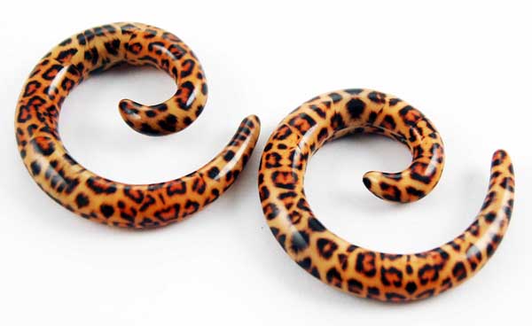 Body Piercing Expander UV Spiral Leopard Print 4mm 2pcs