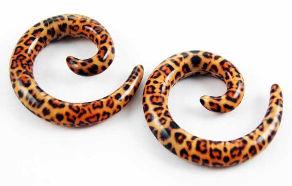 Body Piercing Expander UV Spiral Leopard Print 5mm 2pcs