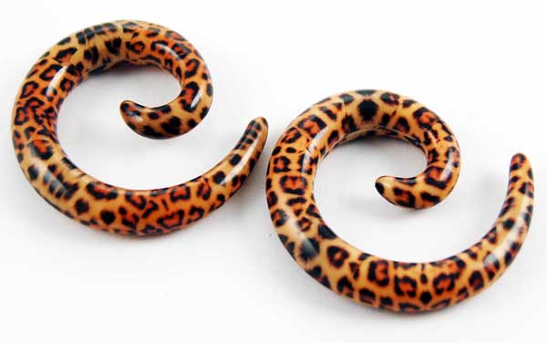 Body Piercing Expander UV Spiral Leopard Print 6mm 2pcs